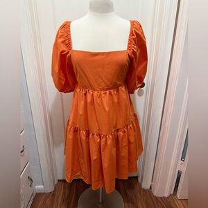 Orange Puff Sleeve Cupcake Dress - Amazon